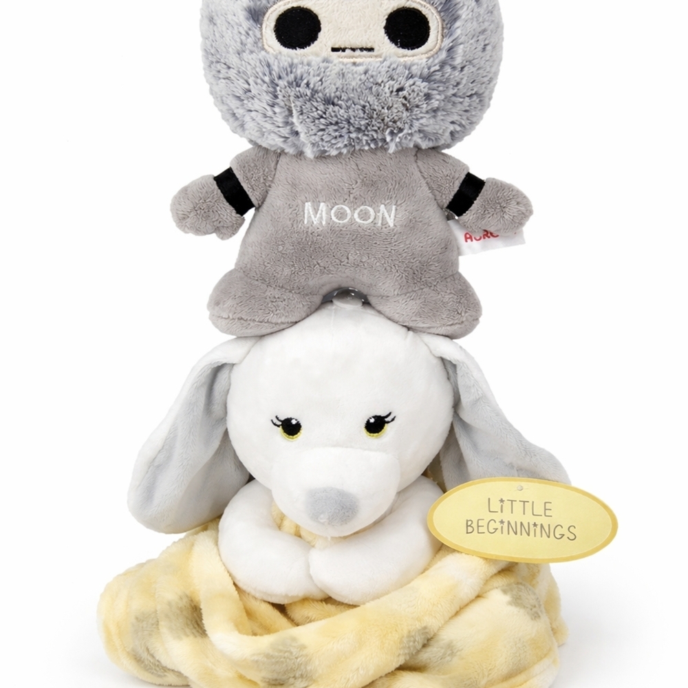 Moon and Little Beginnings Plush Toy Set - Gray and Yellow